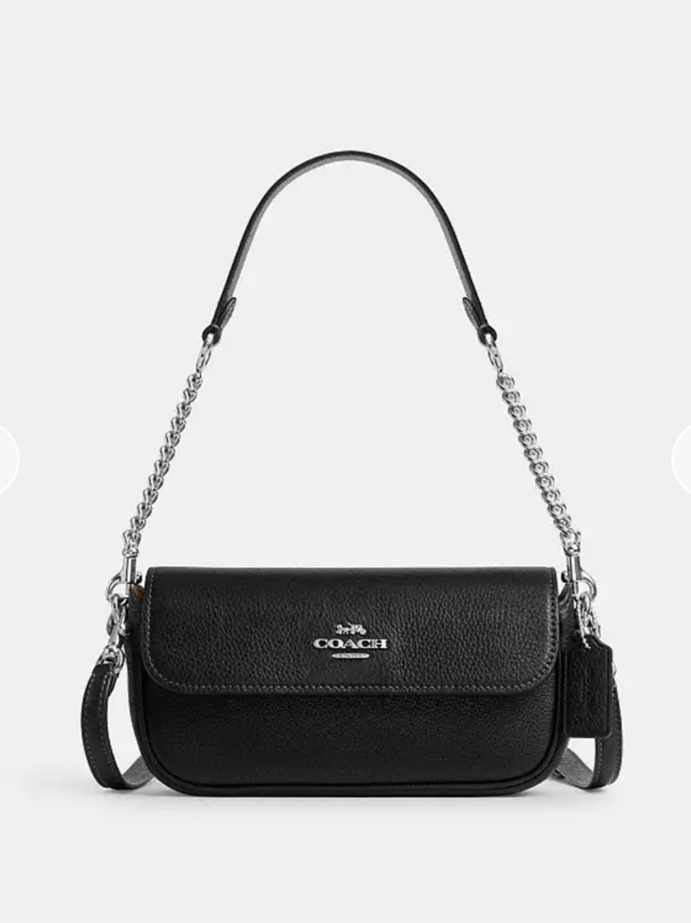 Coach Hailey Flap Bag Black Pebbled Leather Crossbody Small